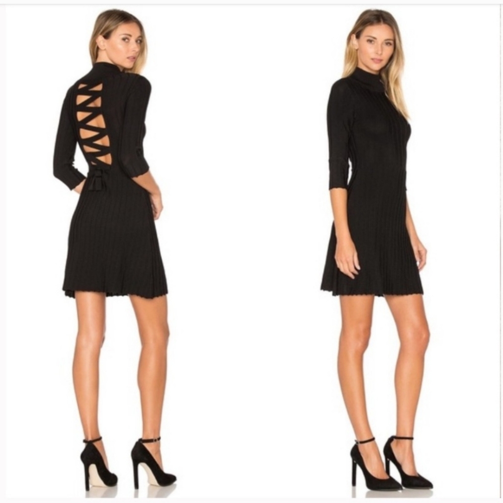 for love + lemons lace back, mock neck little black dress